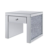 Acme - Noralie End Table 81477 Mirrored & Faux Diamonds