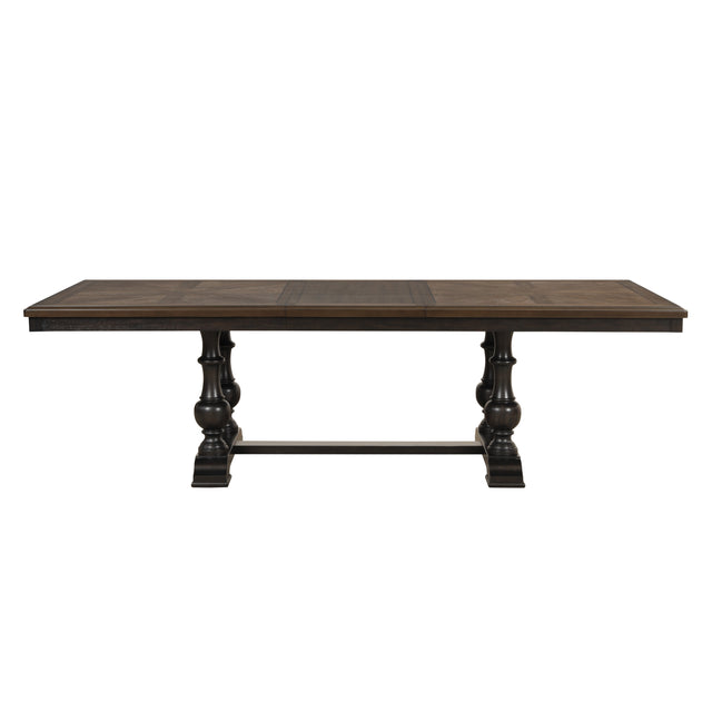 Traditional Classic Brown 1pc Dinng Table with Self Storing Extension Leaf Wooden Dining Room Furniture