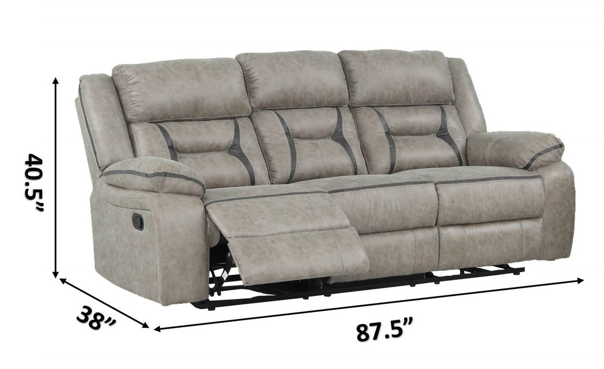 Denali Faux Leather Upholstered Sofa Made With Wood Finished in Gray - B00977493 - Home Elegance USA - 5