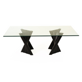 Modrest Corbin Mid-Century Black Ash & Glass Dining Table