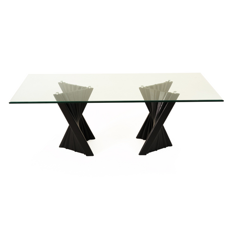 Modrest Corbin Mid-Century Black Ash & Glass Dining Table