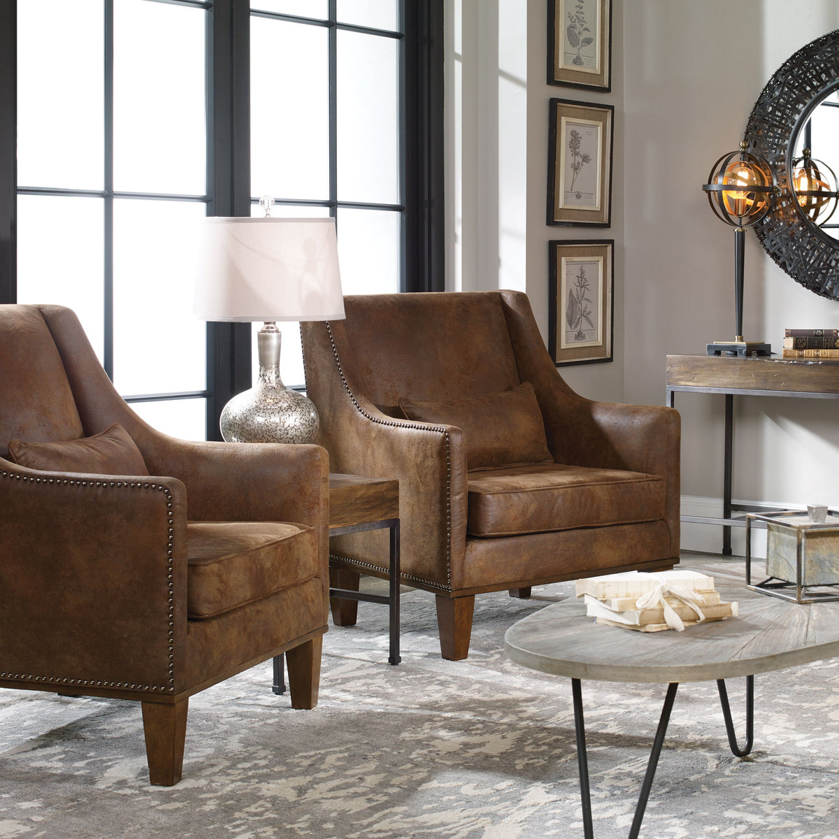Clay Leather Armchair - Dark Brown by Uttermost - View 4