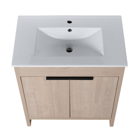 30 Inch Freestanding Bathroom Vanity with White Ceramic Sink & 2 Soft - Close Cabinet Doors (BVB02430PLO - BL9075B) - W999S00085 - image - 16