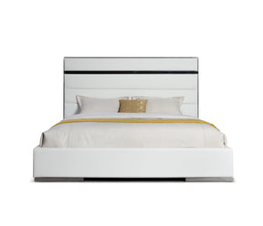Eastern King Cartier - Modern White Vegan Leather + Stainless Steel Bed - View Image 1