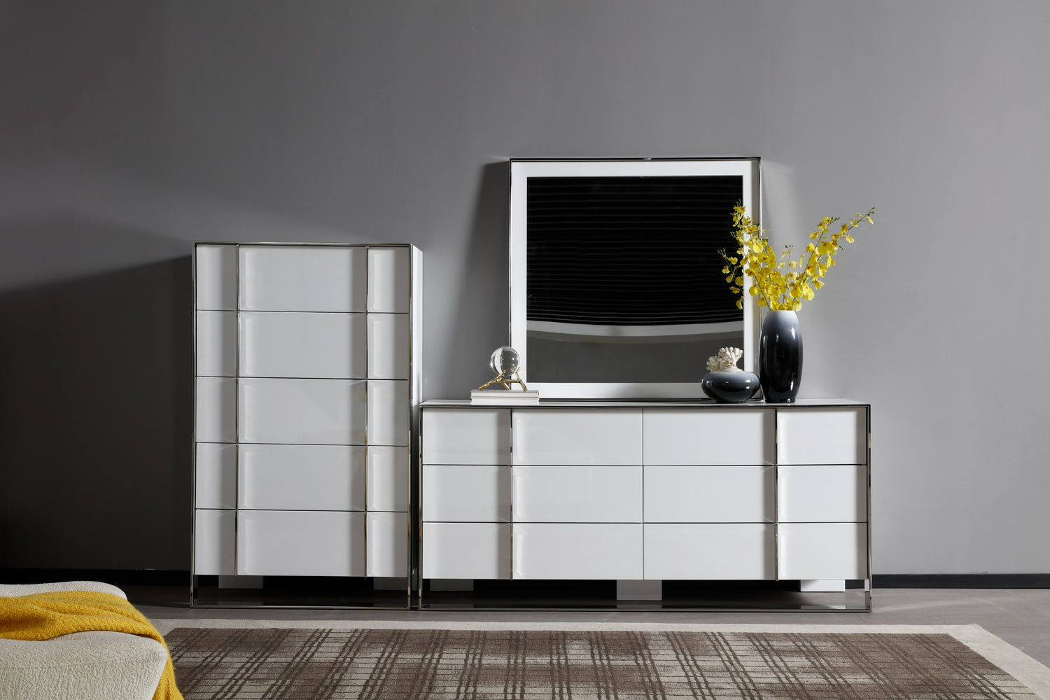 Cartier - Modern White + Stainless Steel Chest - View Image 1