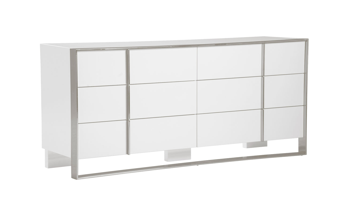Cartier - Modern White + Stainless Steel Dresser - View Image 1