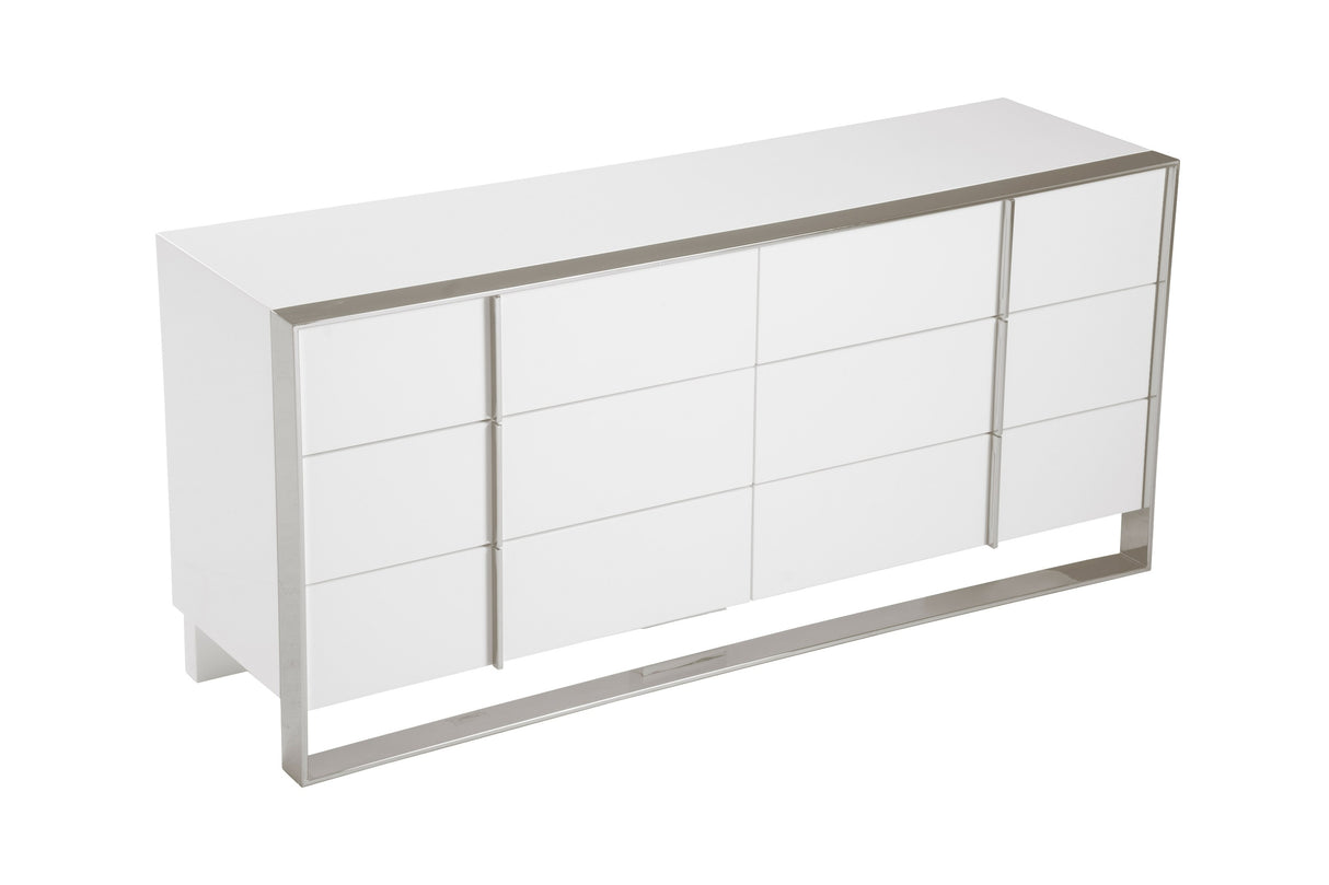 Cartier - Modern White + Stainless Steel Dresser - View Image 1