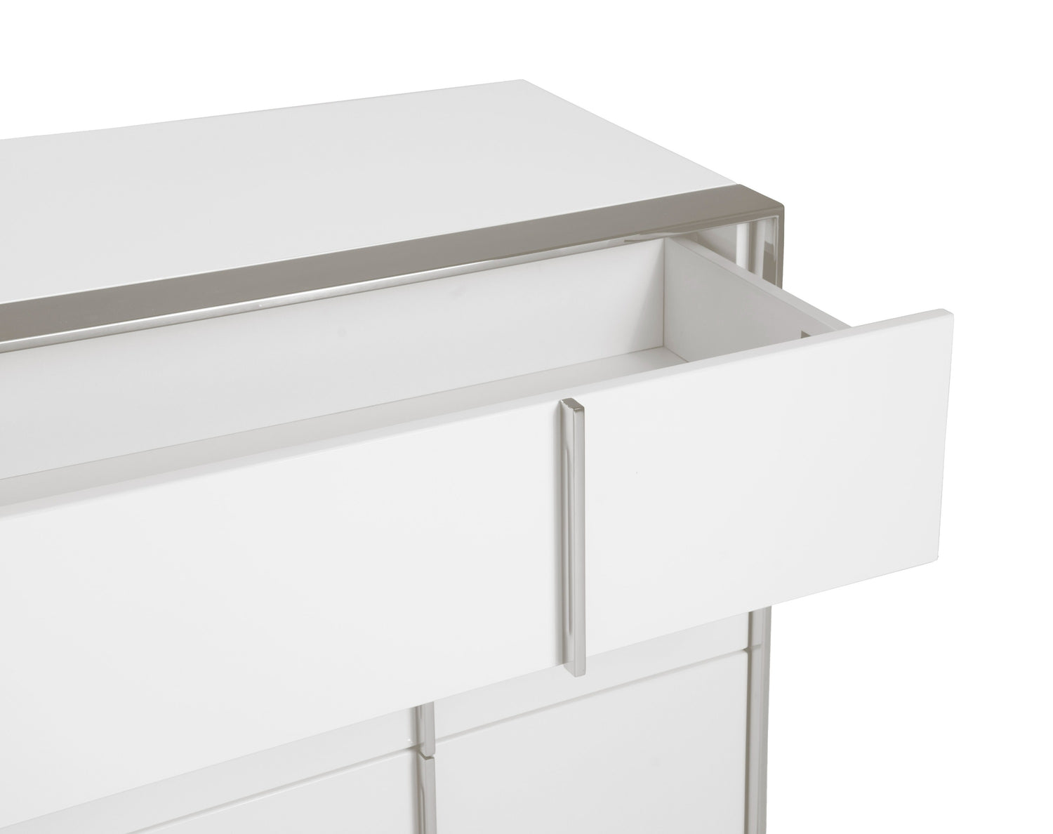 Cartier - Modern White + Stainless Steel Dresser - View Image 1