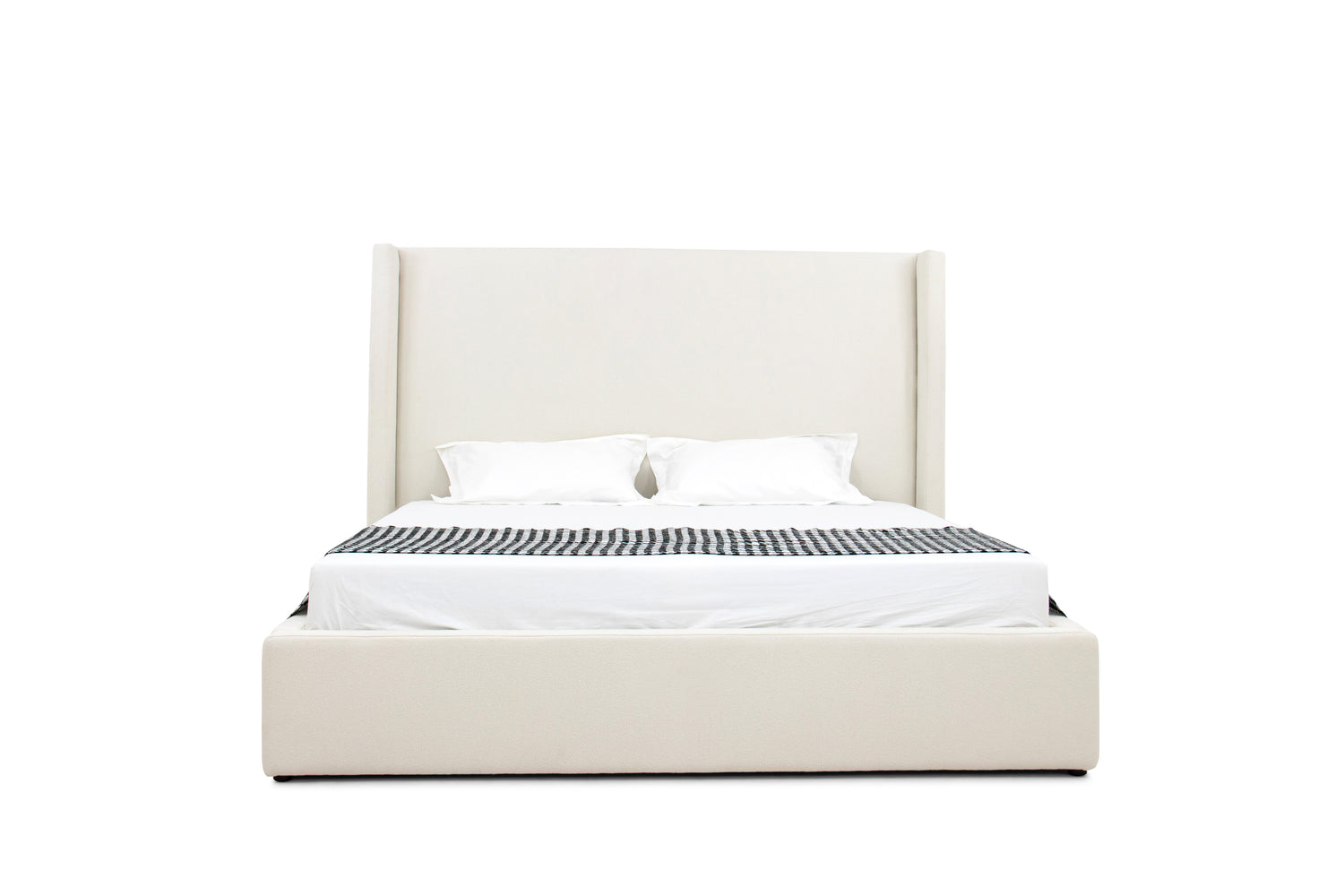 Queen Byrne - Modern Off White Fabric Bed - View Image 1