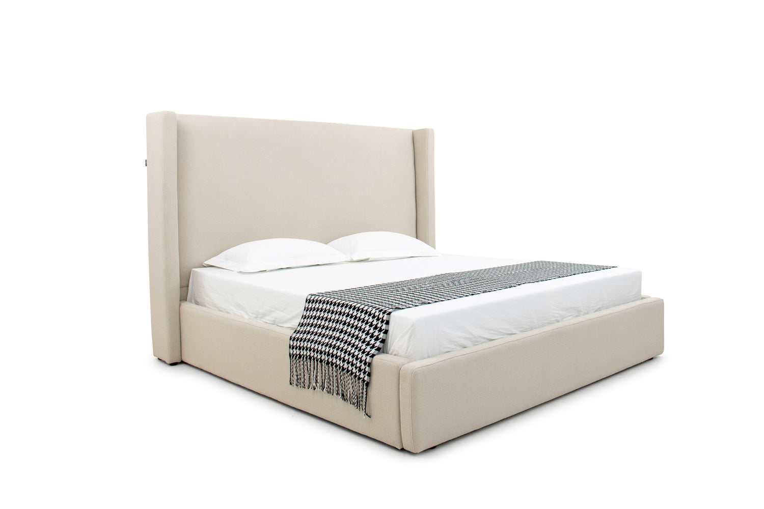 Queen Byrne - Modern Beige Fabric Bed - View Image 1
