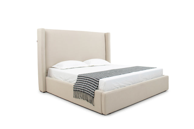 Queen Byrne - Modern Beige Fabric Bed - View Image 1