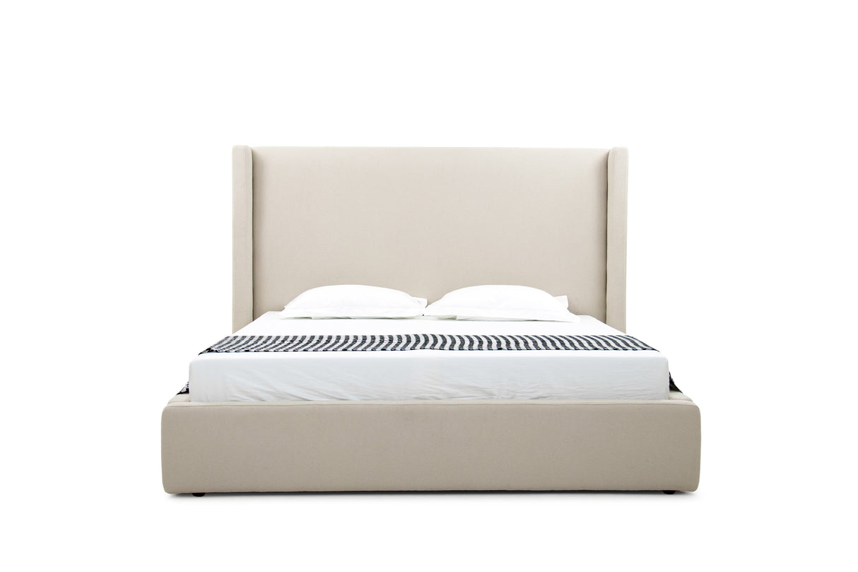 Queen Byrne - Modern Beige Fabric Bed - View Image 1