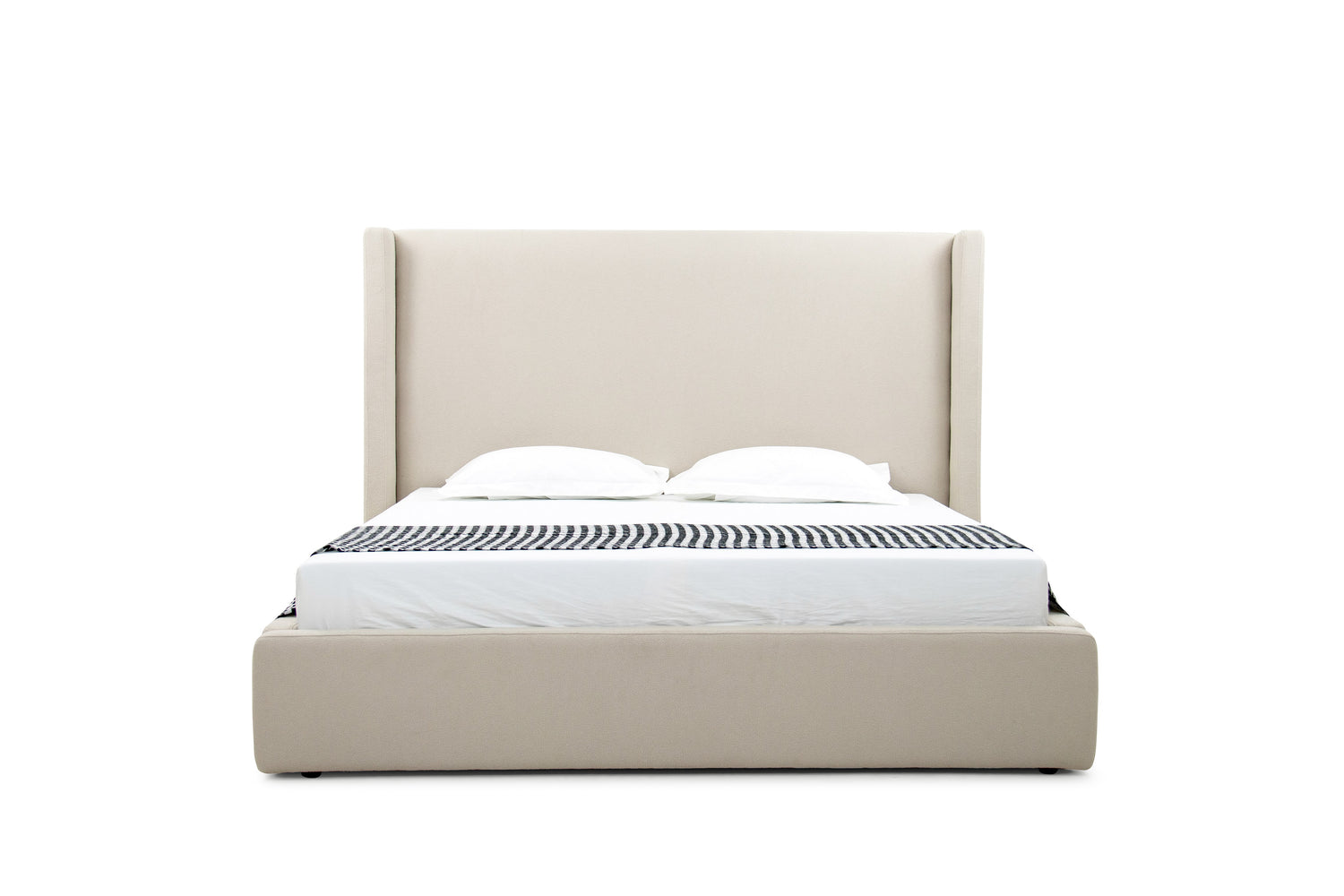 Queen Byrne - Modern Beige Fabric Bed - View Image 1