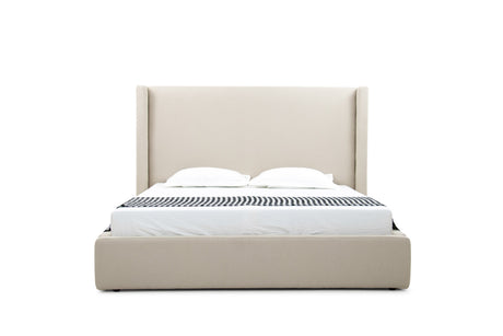 Queen Byrne - Modern Beige Fabric Bed - View Image 1