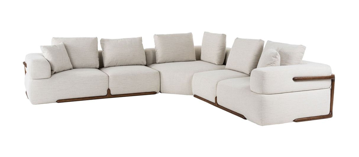 Divani Casa Simone - Modern Off-White Fabric Sectional Sofa - Home Elegance USA