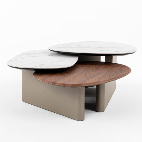 Modrest Robson - Modern Ceramic + Walnut Coffee Table