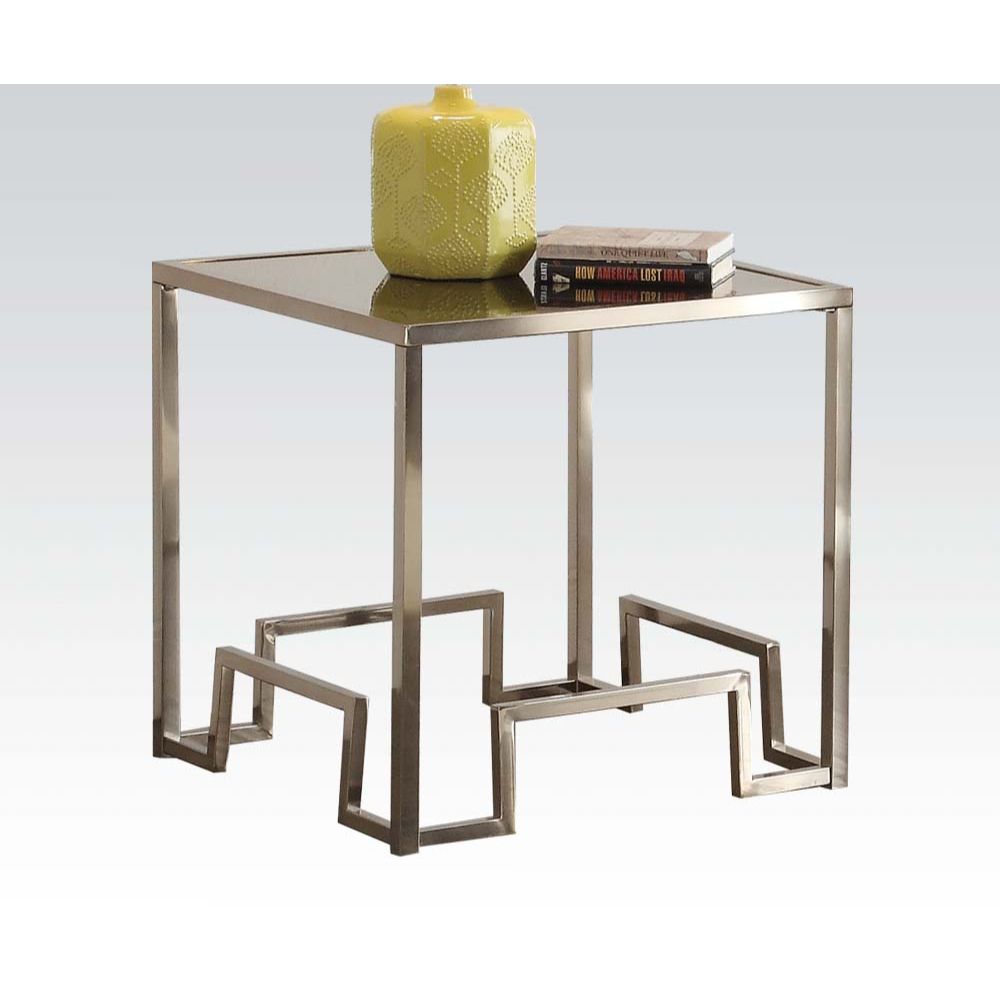 Acme - Damien End Table 81627 Clear Glass & Champagne Finish