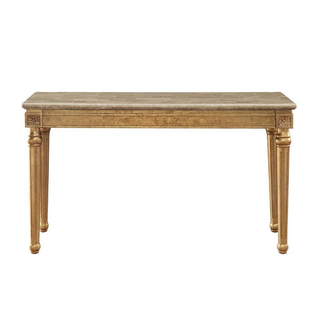 Daesha Sofa Table 81718 Marble Top & Antique Gold Finish | Acme - 81718 - Home Elegance USA - 2