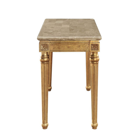 Daesha Sofa Table 81718 Marble Top & Antique Gold Finish | Acme - 81718 - Home Elegance USA - 3