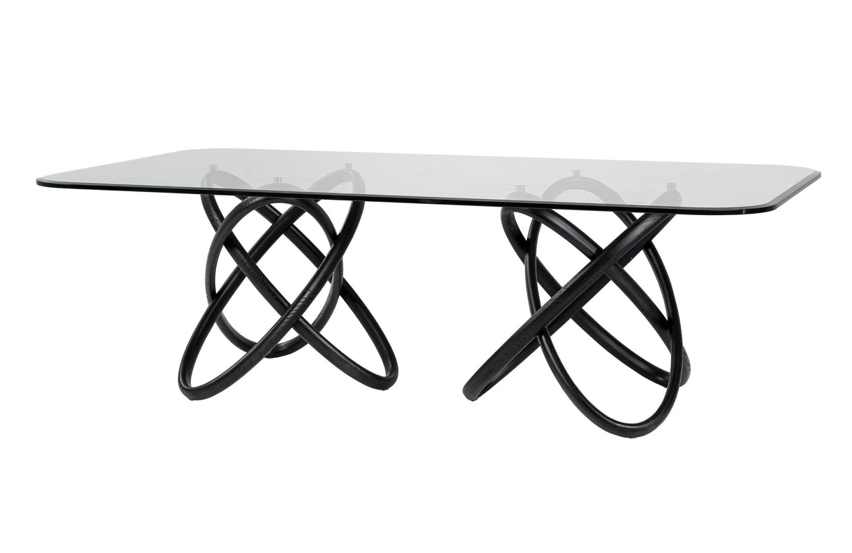 Modrest Mason Modern Glass & Black Ash Dining Table