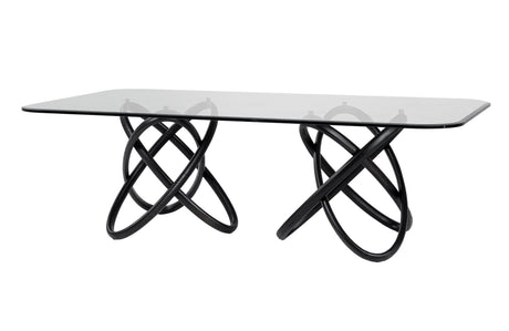 Modrest Mason Modern Glass & Black Ash Dining Table