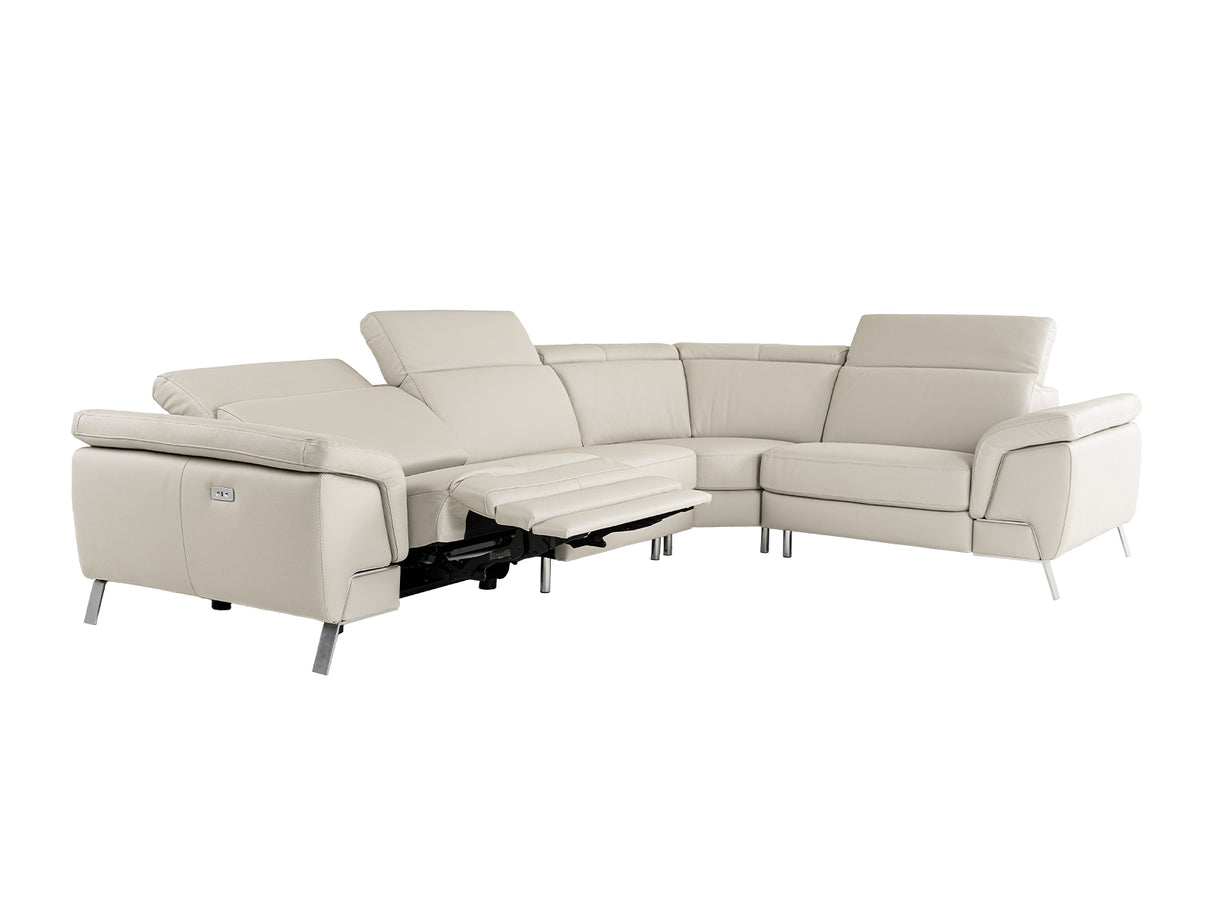 Mini Wonder - Italian Modern Grey Leather Sectional Sofa with Left Facing Recliner - View Image 1