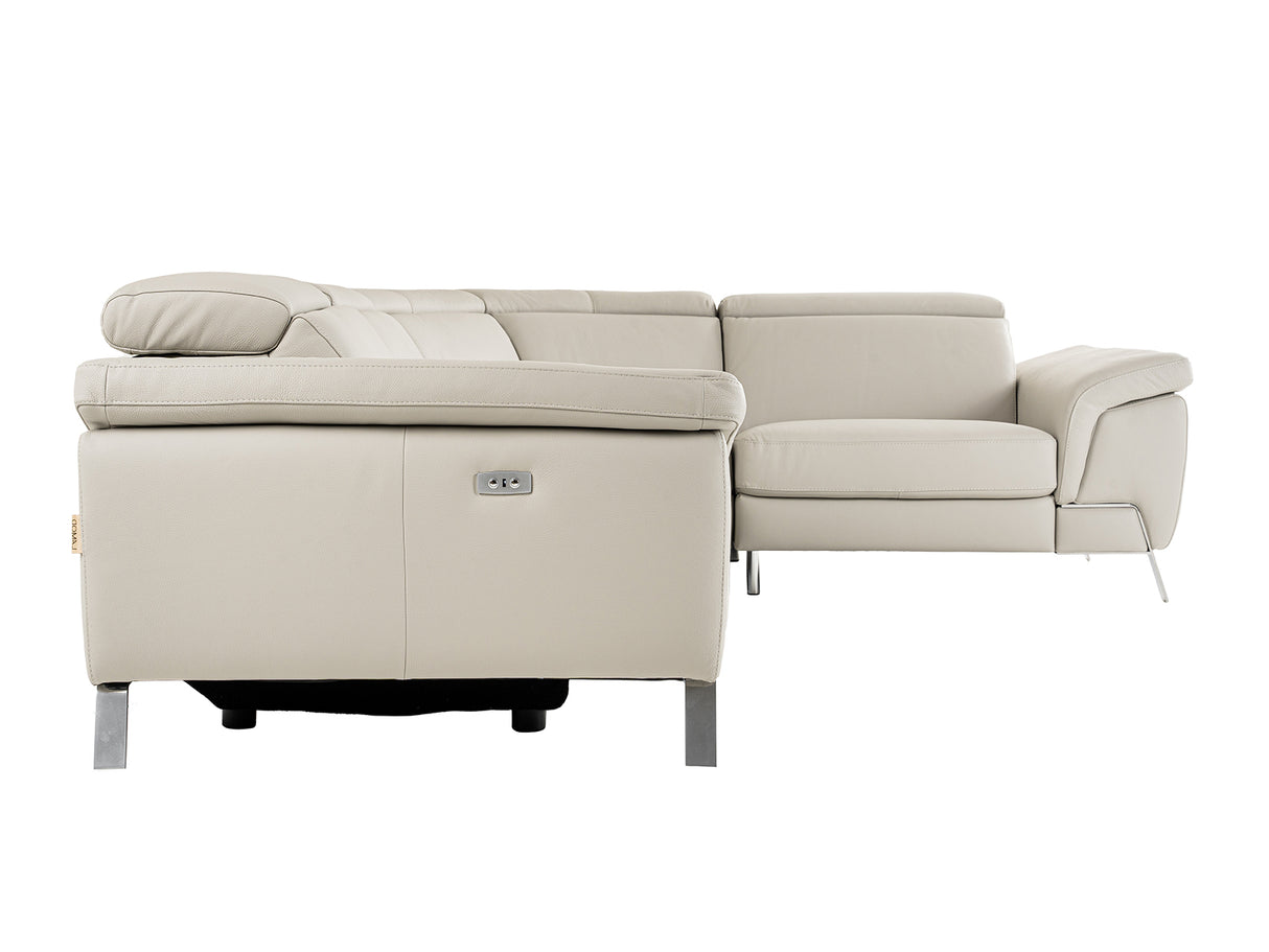 Mini Wonder - Italian Modern Grey Leather Sectional Sofa with Left Facing Recliner - View Image 1