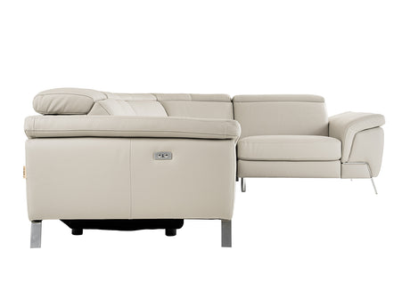Mini Wonder - Italian Modern Grey Leather Sectional Sofa with Left Facing Recliner - View Image 1