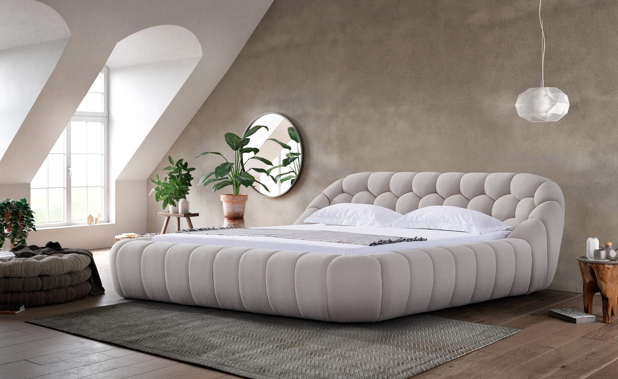Eastern King Yolonda - Modern Beige Fabric Bed - View Image 1