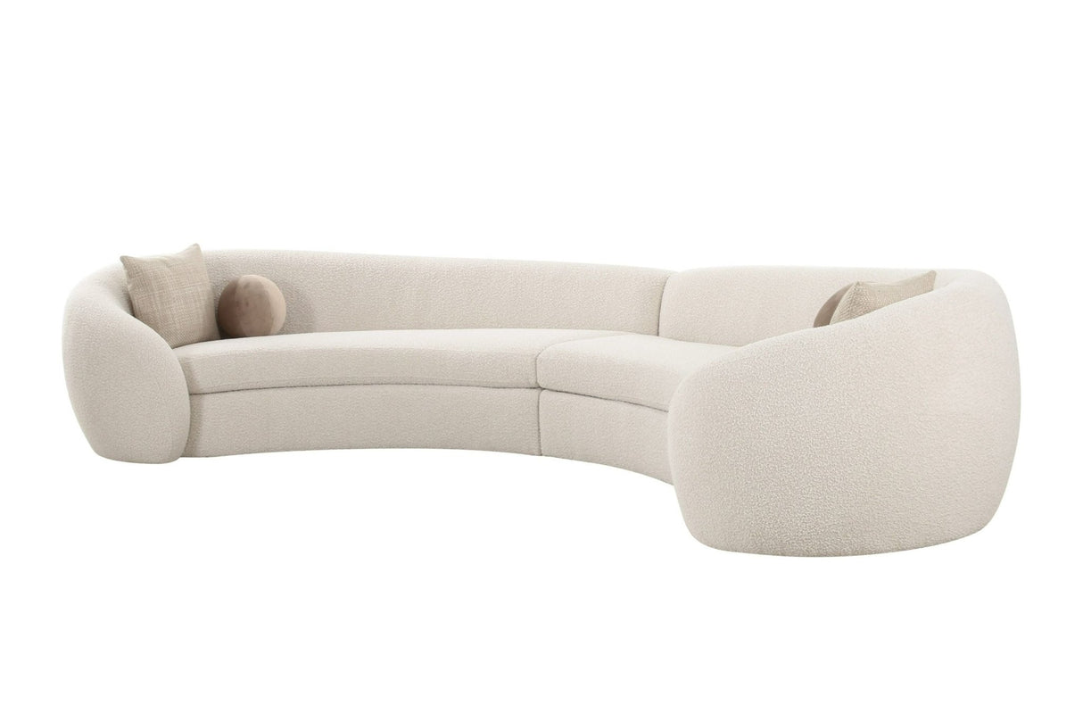 Modrest - Kilmer Modern Off-White Curved Fabric Sectional Sofa - Home Elegance USA