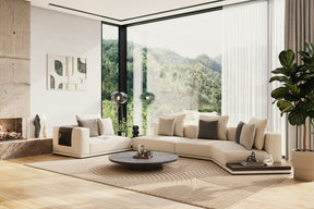 Siret - Modern Ivory Fabric Modular Sectional Sofa W/ Coffee Table - View Image 1