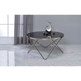 Acme - Valora Coffee Table 81830 Black Glass & Champagne Finish