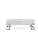 Acme - Calnan Coffee Table W/Lift Top 81850 White High Gloss & Chrome Finish