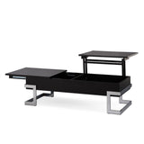 Acme - Calnan Coffee Table W/Lift Top 81855 Black High Gloss & Chrome Finish