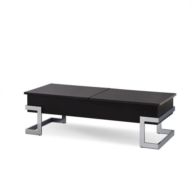 Acme - Calnan Coffee Table W/Lift Top 81855 Black High Gloss & Chrome Finish