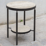Dauntless Side Table Travertine - Black / Beige by Uttermost - View 2