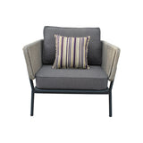 Suntide - Outdoor Grey Fabric + Beige Rattan + Grey Acacia Sofa Set - View Image 1