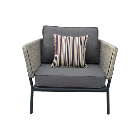 Suntide - Outdoor Grey Fabric + Beige Rattan + Grey Acacia Sofa Set - View Image 1