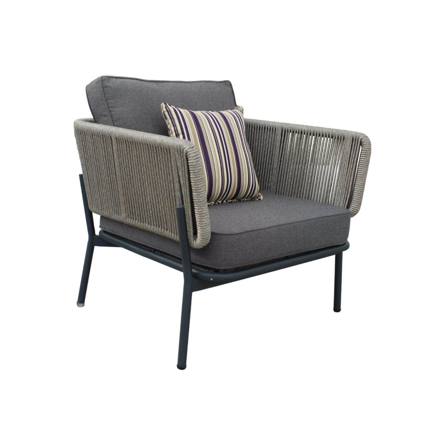 Suntide - Outdoor Grey Fabric + Beige Rattan + Grey Acacia Sofa Set - View Image 1