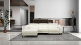 Modrest Rampart - Modern L-Shape LAF White Leather Sectional Sofa with 1 Recliner