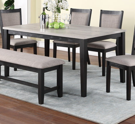 Contemporary Dining 6pc Set Table w 4x Side Chairs And Bench Padded Upholstered Cushion Seats Chairs Solid wood And Veneers Dining Room Furniture - sold by Home Elegance USA