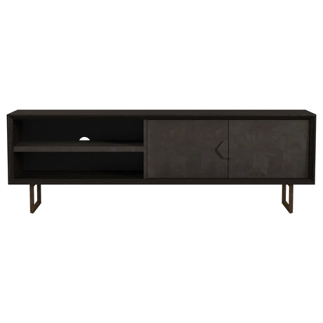 Manaya Charcoal Black 2-Door TV Stand - sold by Home Elegance USA