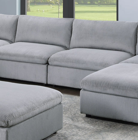 Dark Gray Color 8pc Modular Sectional Set Corduroy Upholstery Couch 3x Corner wedge 3x Armless Chairs 2x Ottomans Living Room Furniture - sold by Home Elegance USA