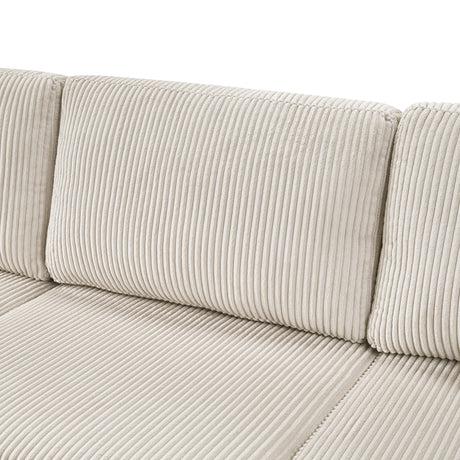 Oversized Sectional Sofa 115.3' U-Shaped Sofa with Chaise Lounge and Three Soft Throw Pillows, Light Gray Corduroy, 115.3' x 90.5' - sold by Home Elegance USA