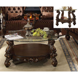 Acme - Versailles Coffee Table 82080 Clear Glass & Cherry Oak Finish