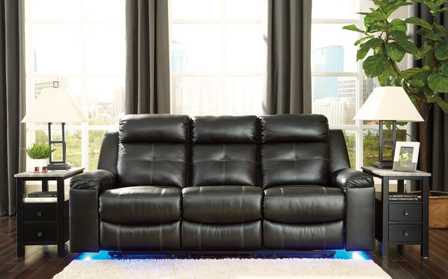 Ashley Black Kempten Reclining Sofa - Faux Leather - 8210588 - Home Elegance USA - 1