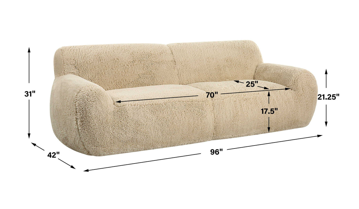 Abide Rounded Sheepskin Sofa - Beige by Uttermost - View 9