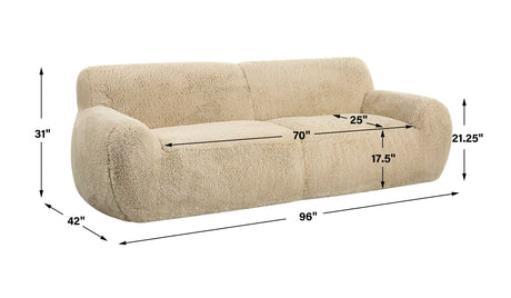 Abide Rounded Sheepskin Sofa - Beige by Uttermost - View 9
