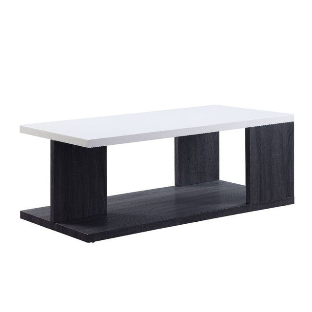 Acme - Pancho Coffee Table 82170 White High Gloss Top & Gray Finish