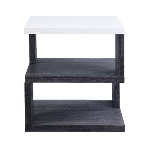 Acme - Pancho End Table 82172 White High Gloss Top & Gray Finish